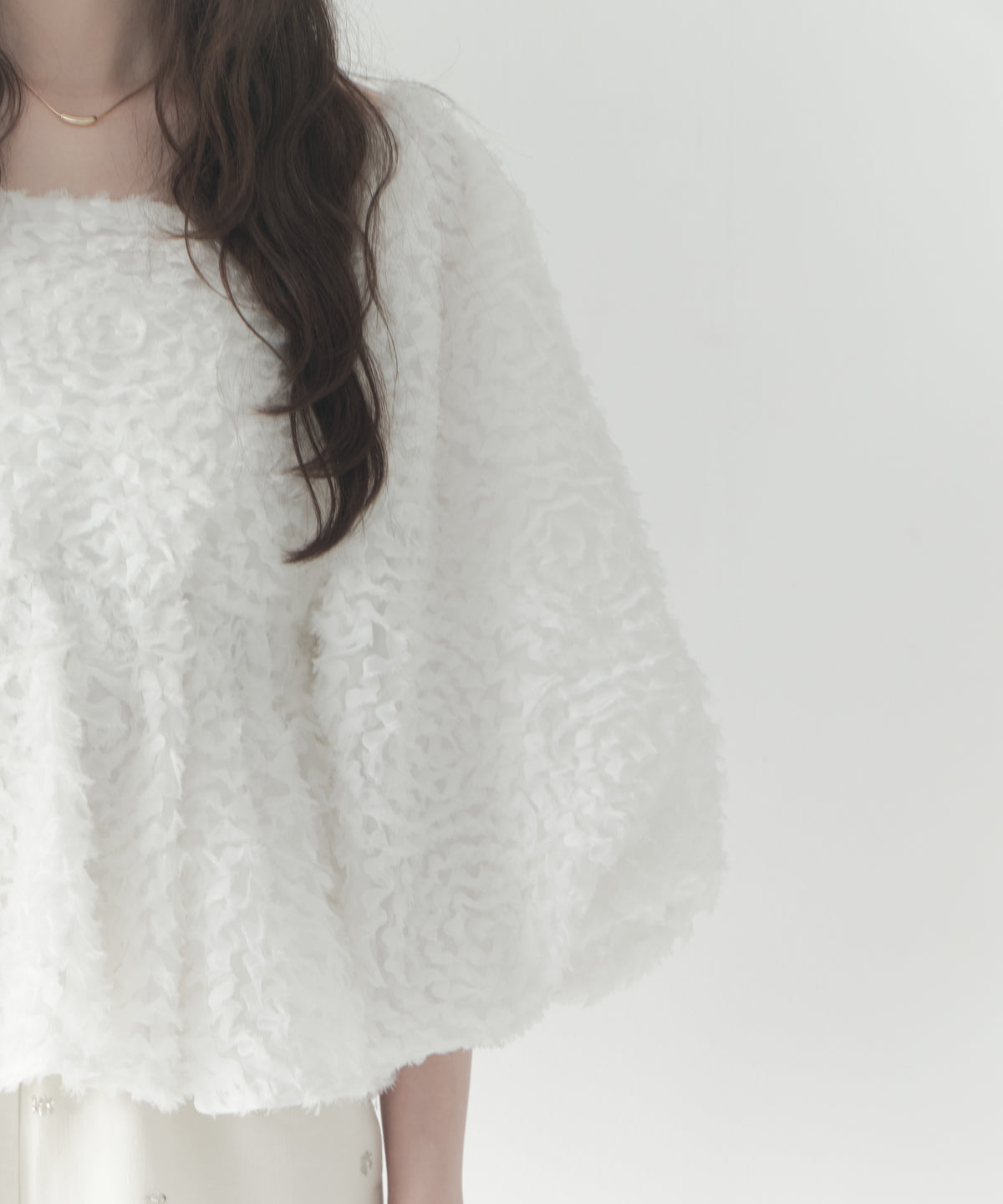 feather jacquard peplum blouse