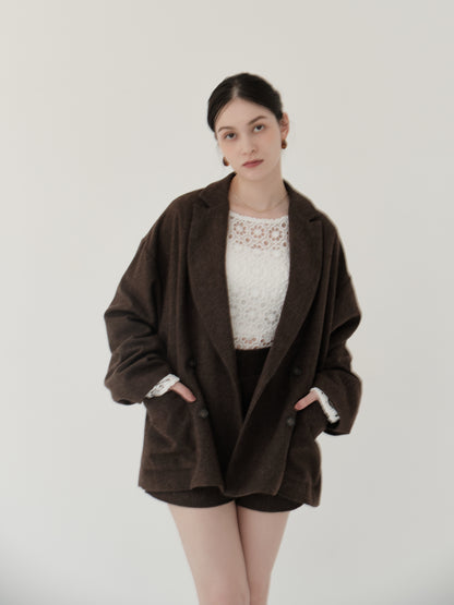 wool blend classic check jacket