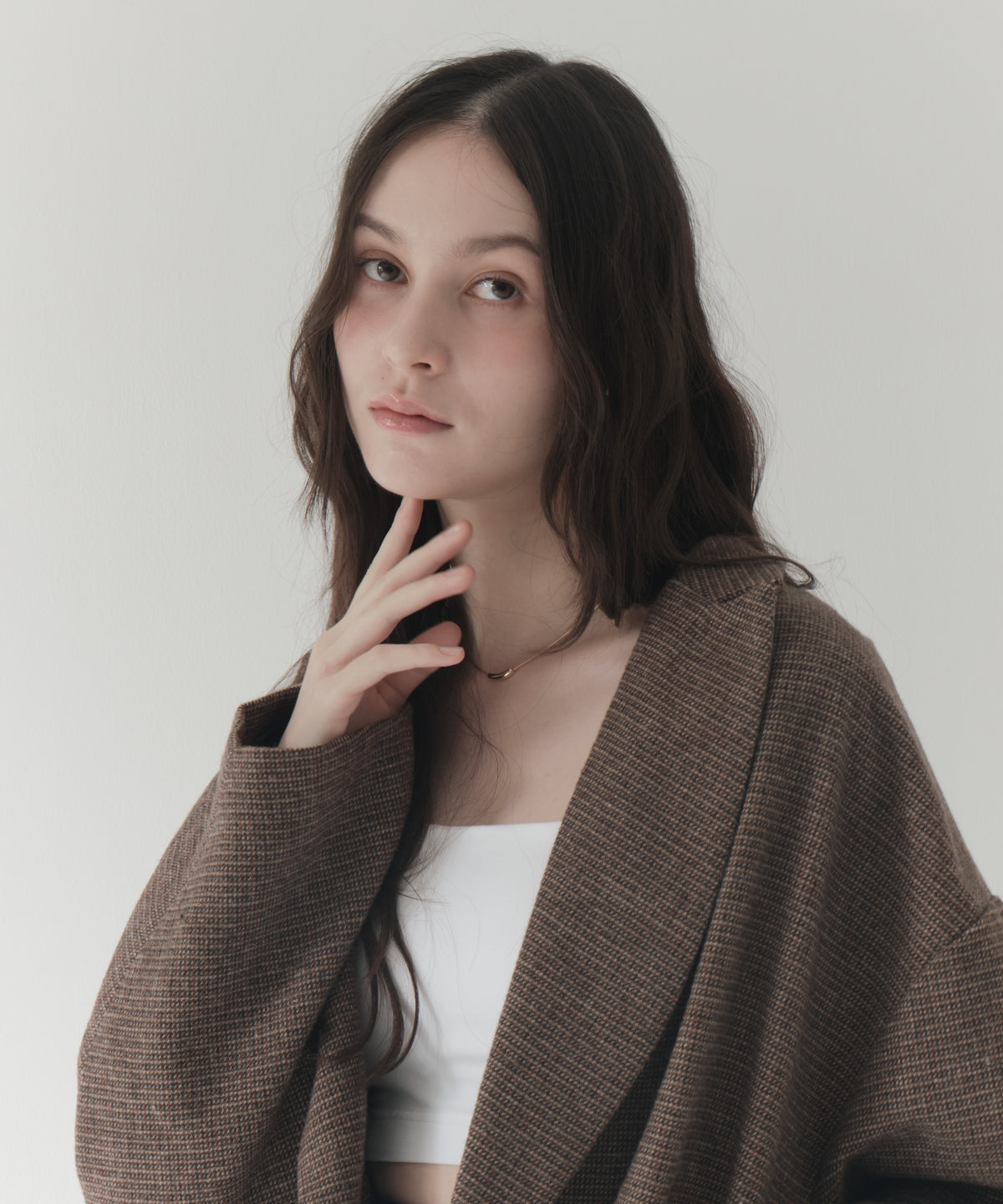 wool blend classic check jacket