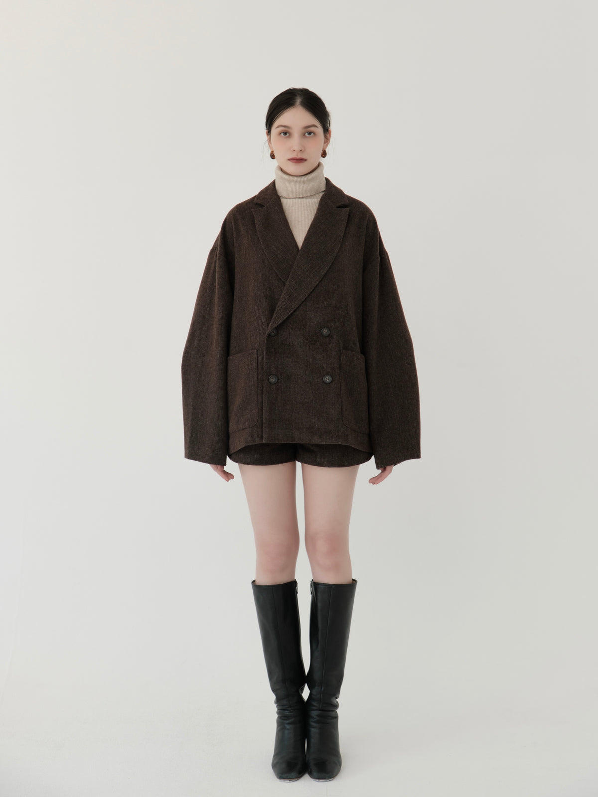wool blend classic check jacket