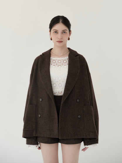 wool blend classic check jacket