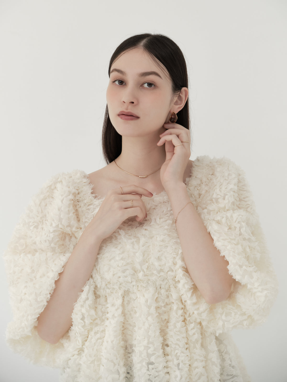feather jacquard peplum blouse