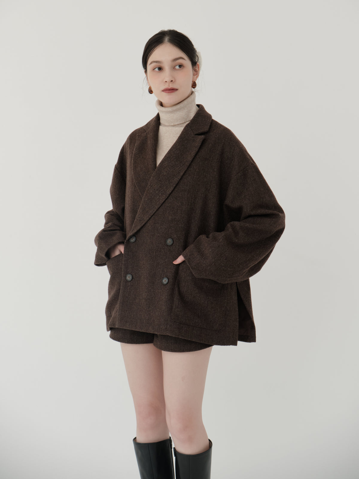 wool blend classic check jacket