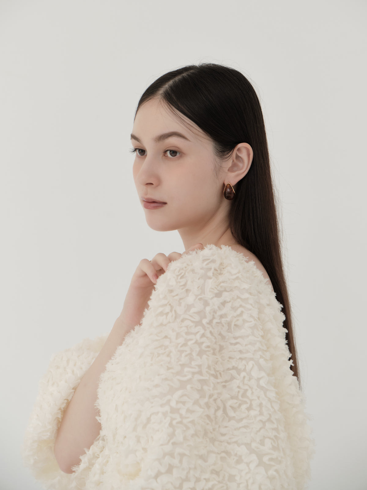 feather jacquard peplum blouse