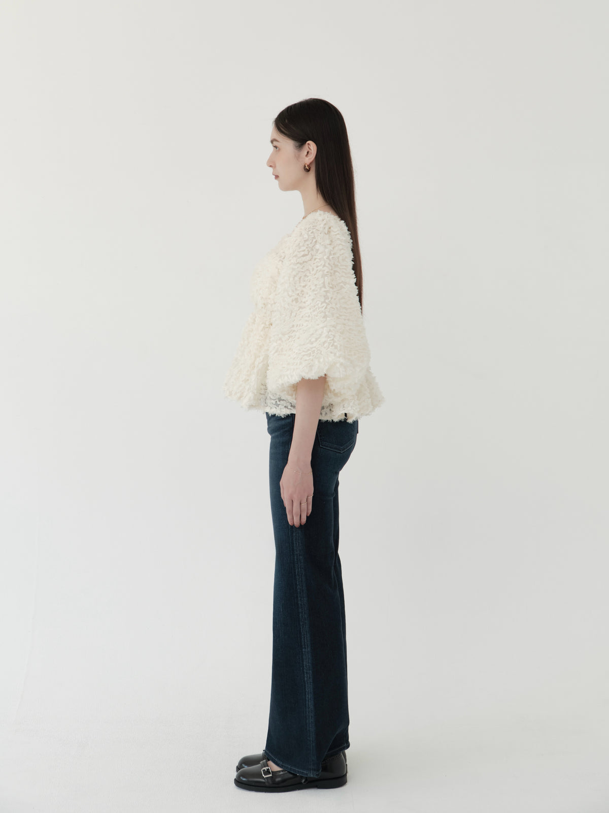feather jacquard peplum blouse