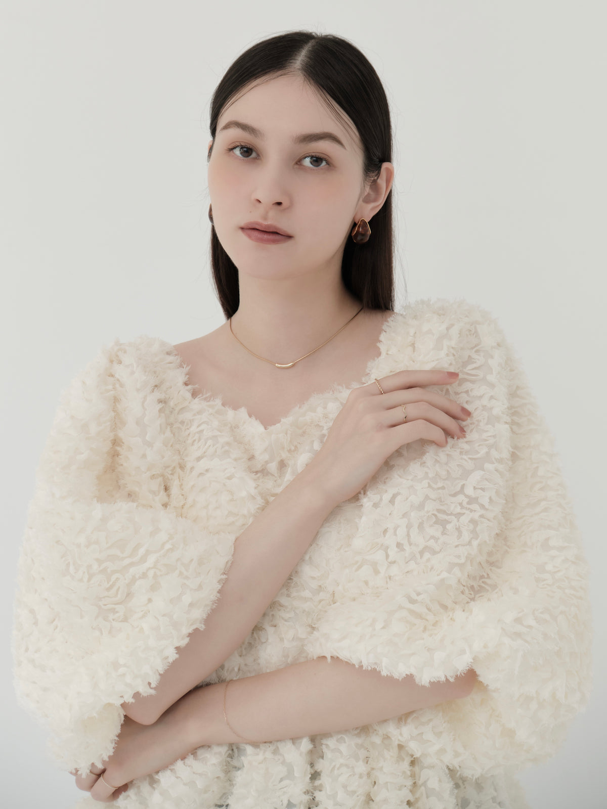 feather jacquard peplum blouse