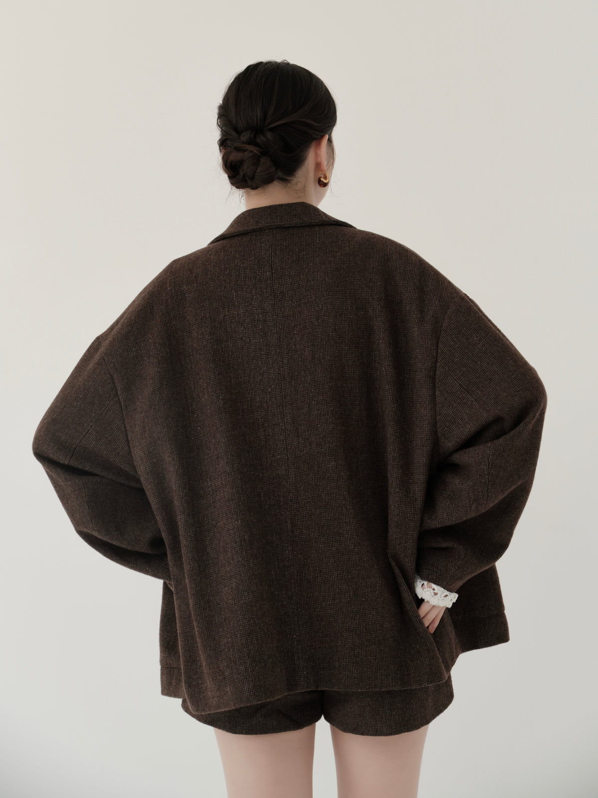wool blend classic check jacket