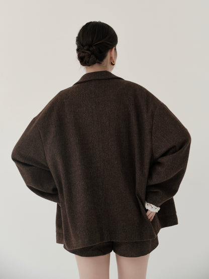 wool blend classic check jacket