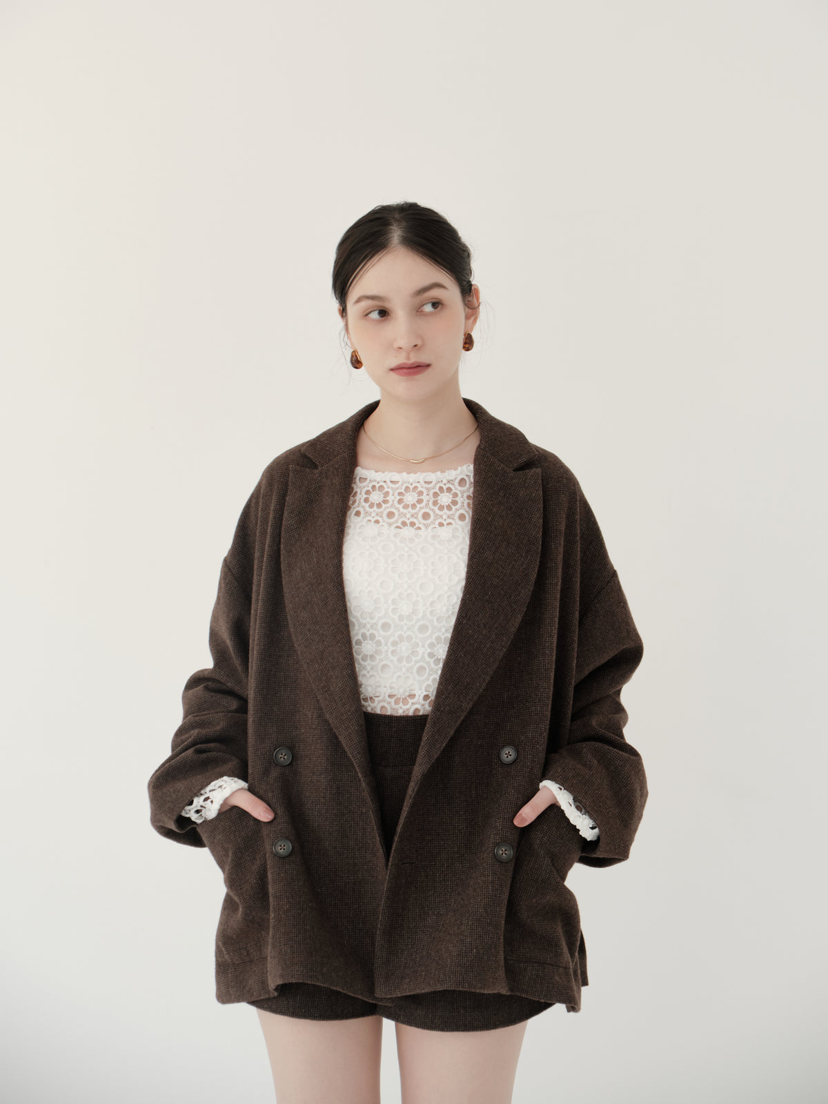 wool blend classic check jacket