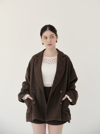 wool blend classic check jacket