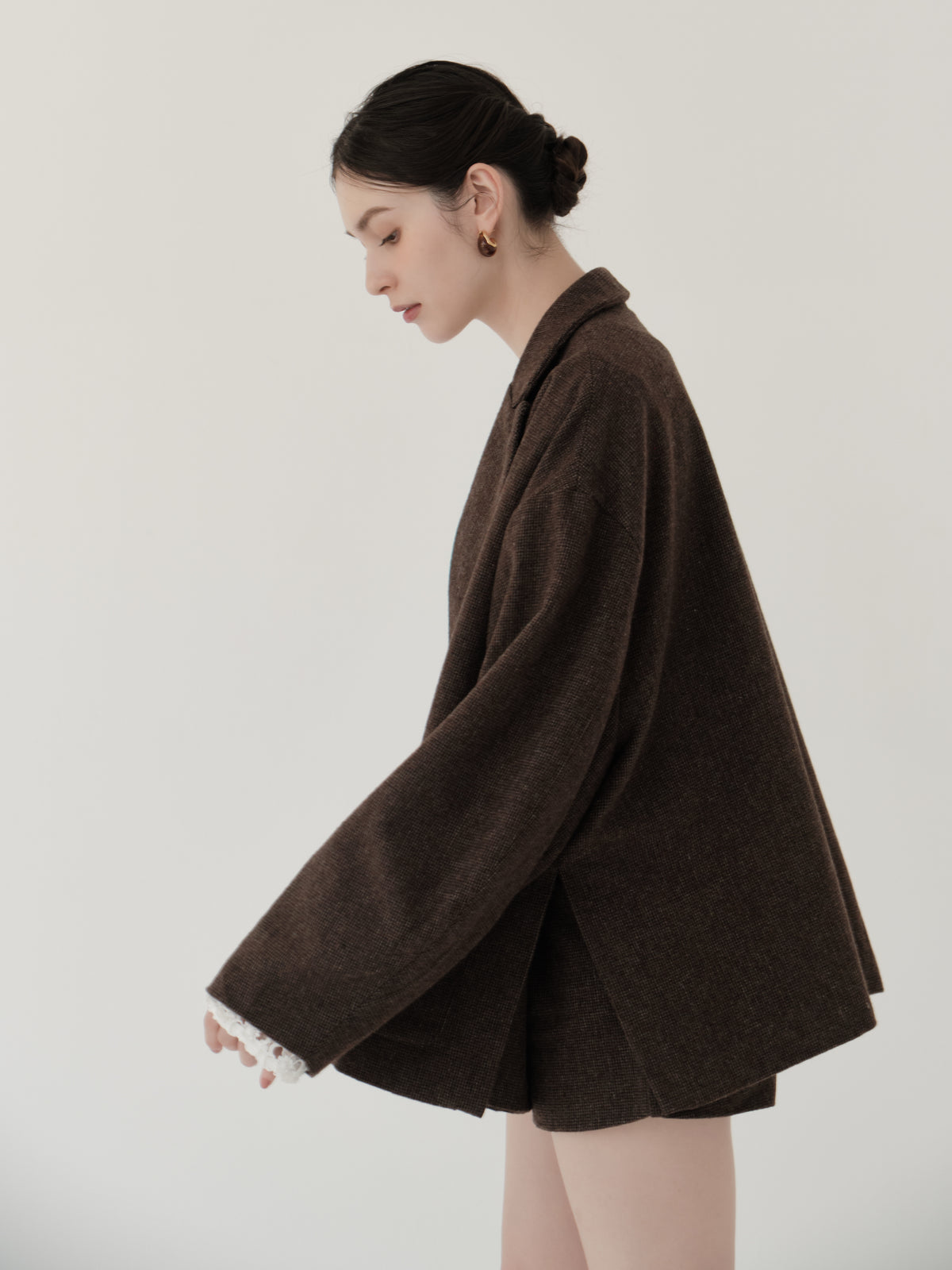 wool blend classic check jacket