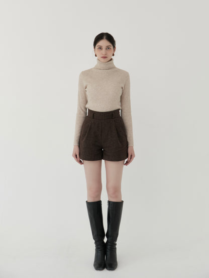 wool blend classic check shorts