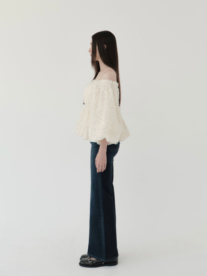 feather jacquard peplum blouse