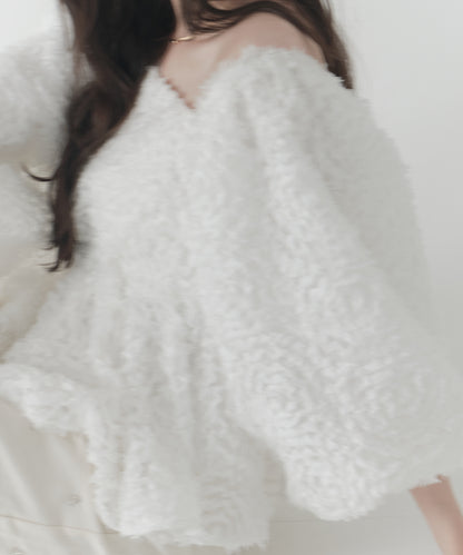feather jacquard peplum blouse