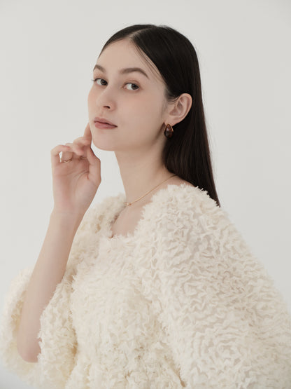 feather jacquard peplum blouse