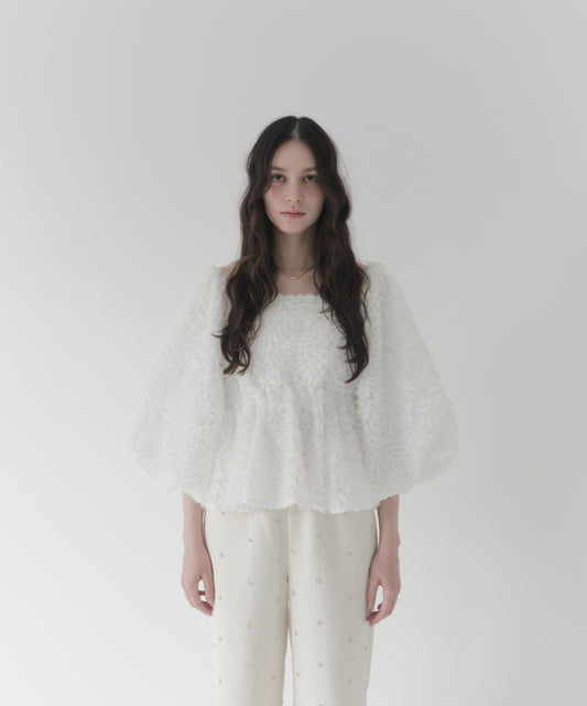 feather jacquard peplum blouse