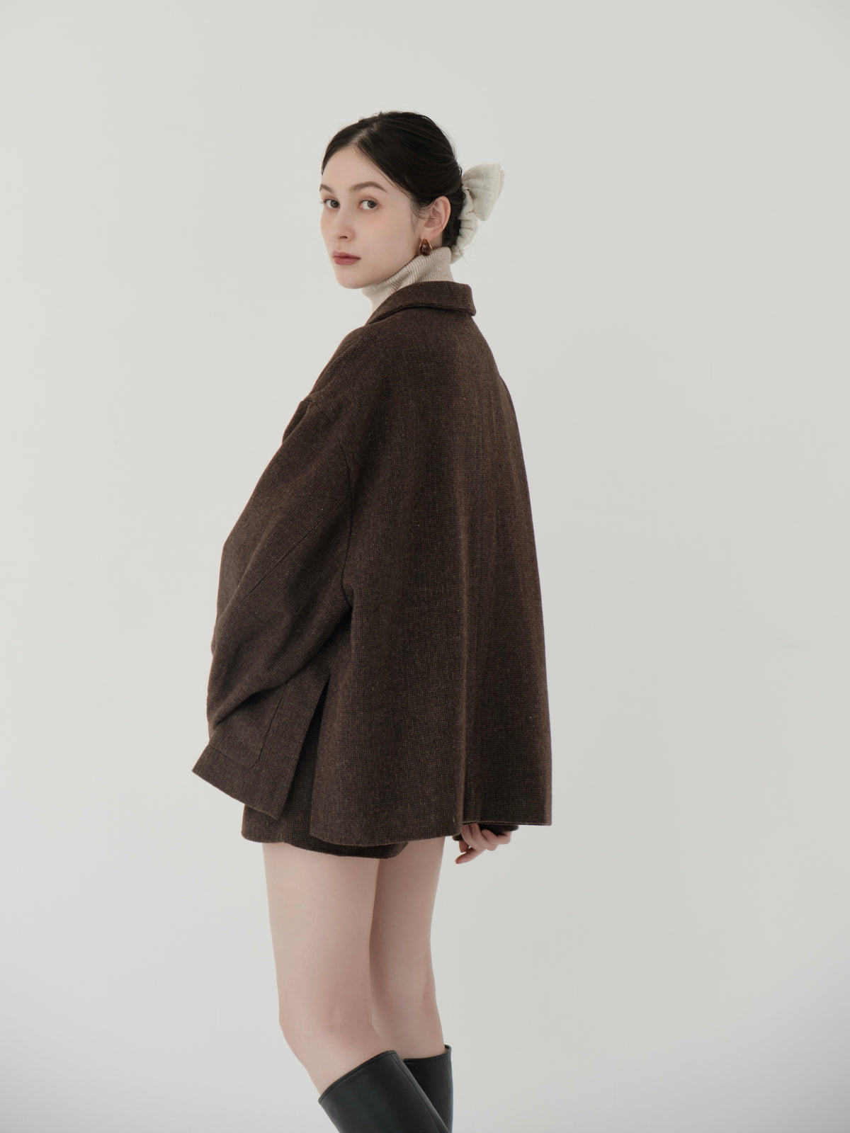 wool blend classic check jacket