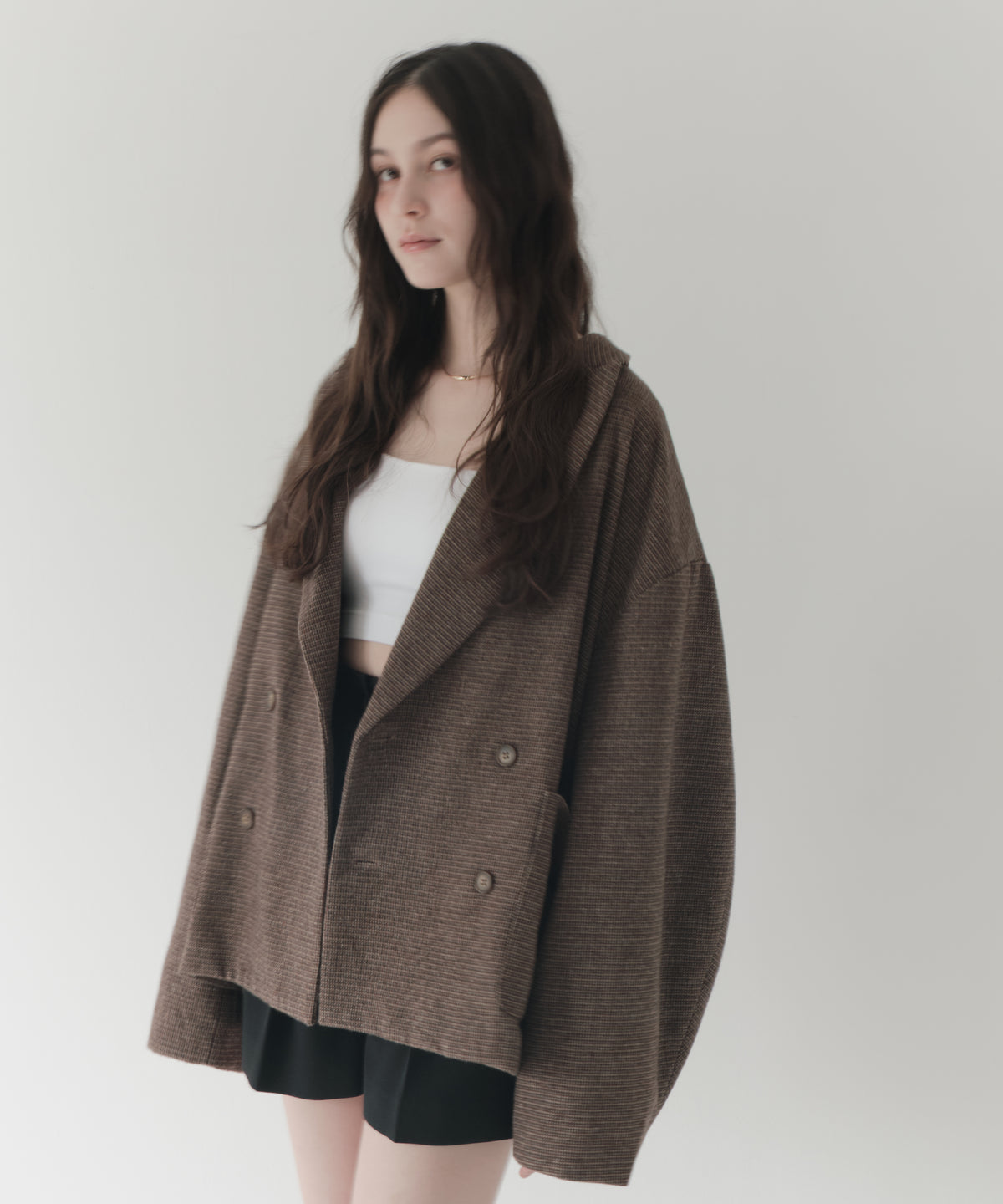 wool blend classic check jacket