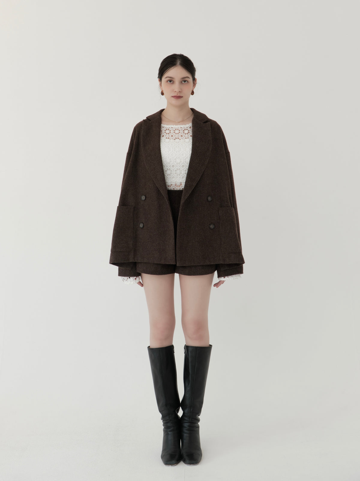wool blend classic check jacket