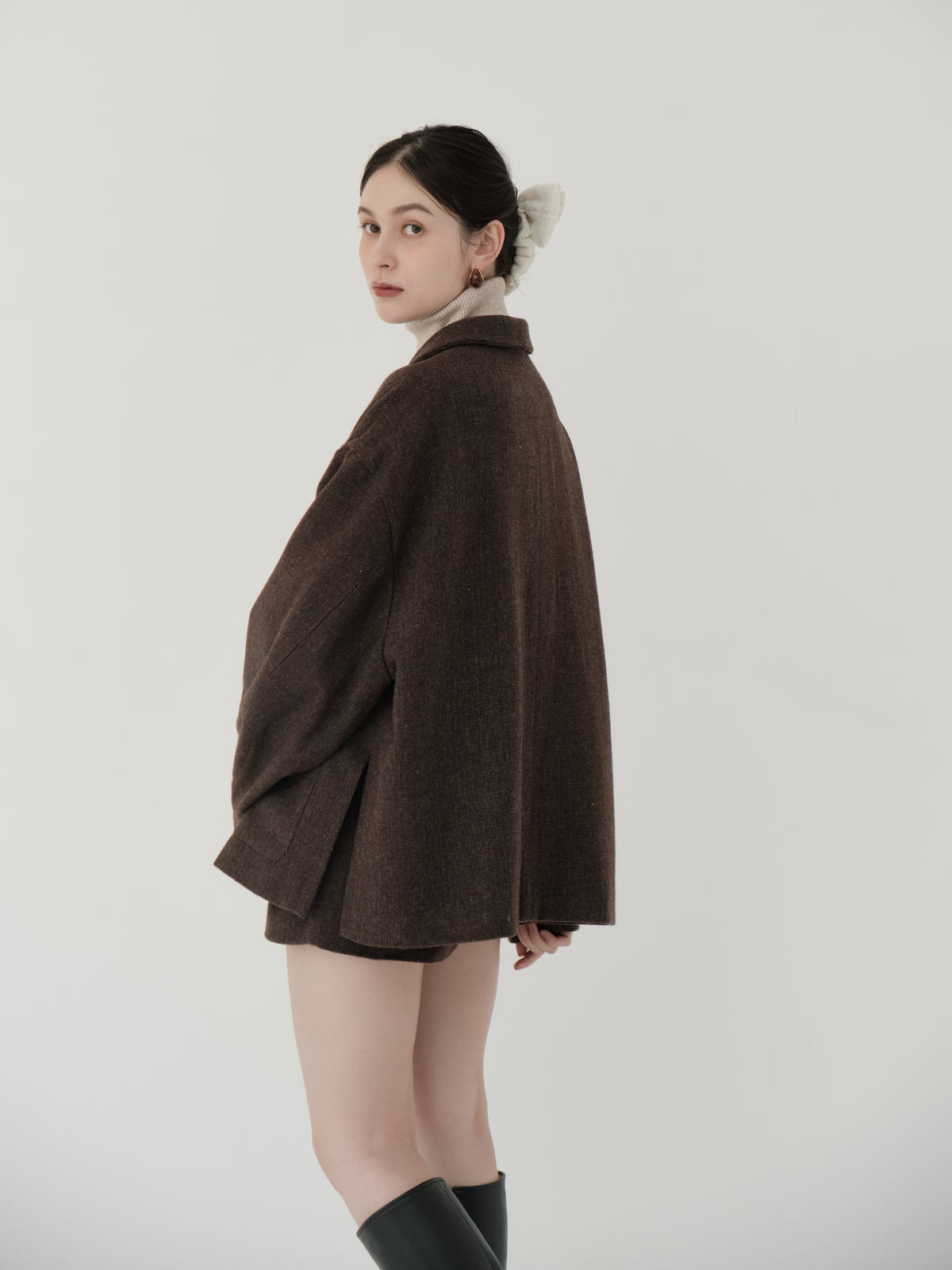 wool blend classic check jacket