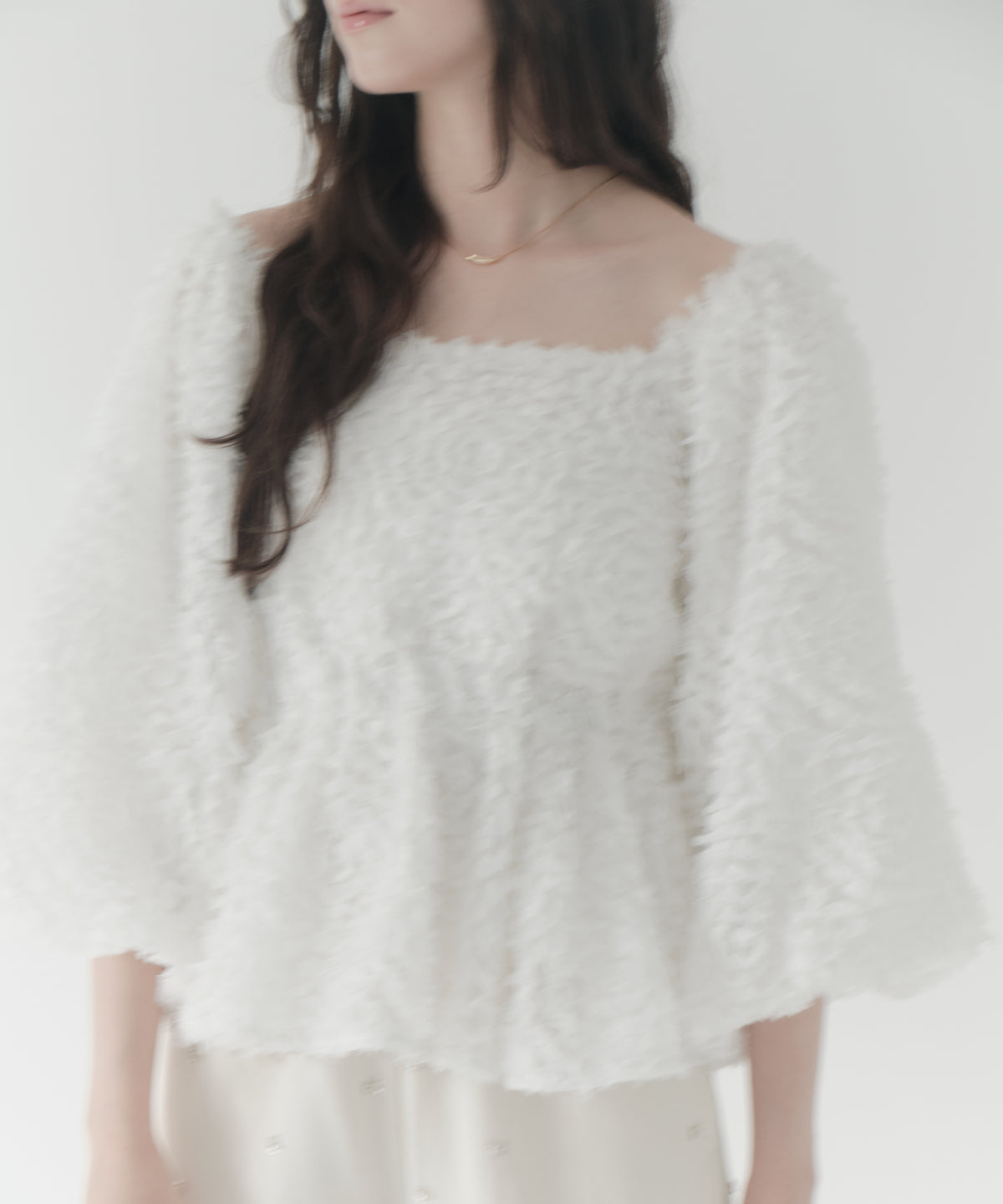 feather jacquard peplum blouse