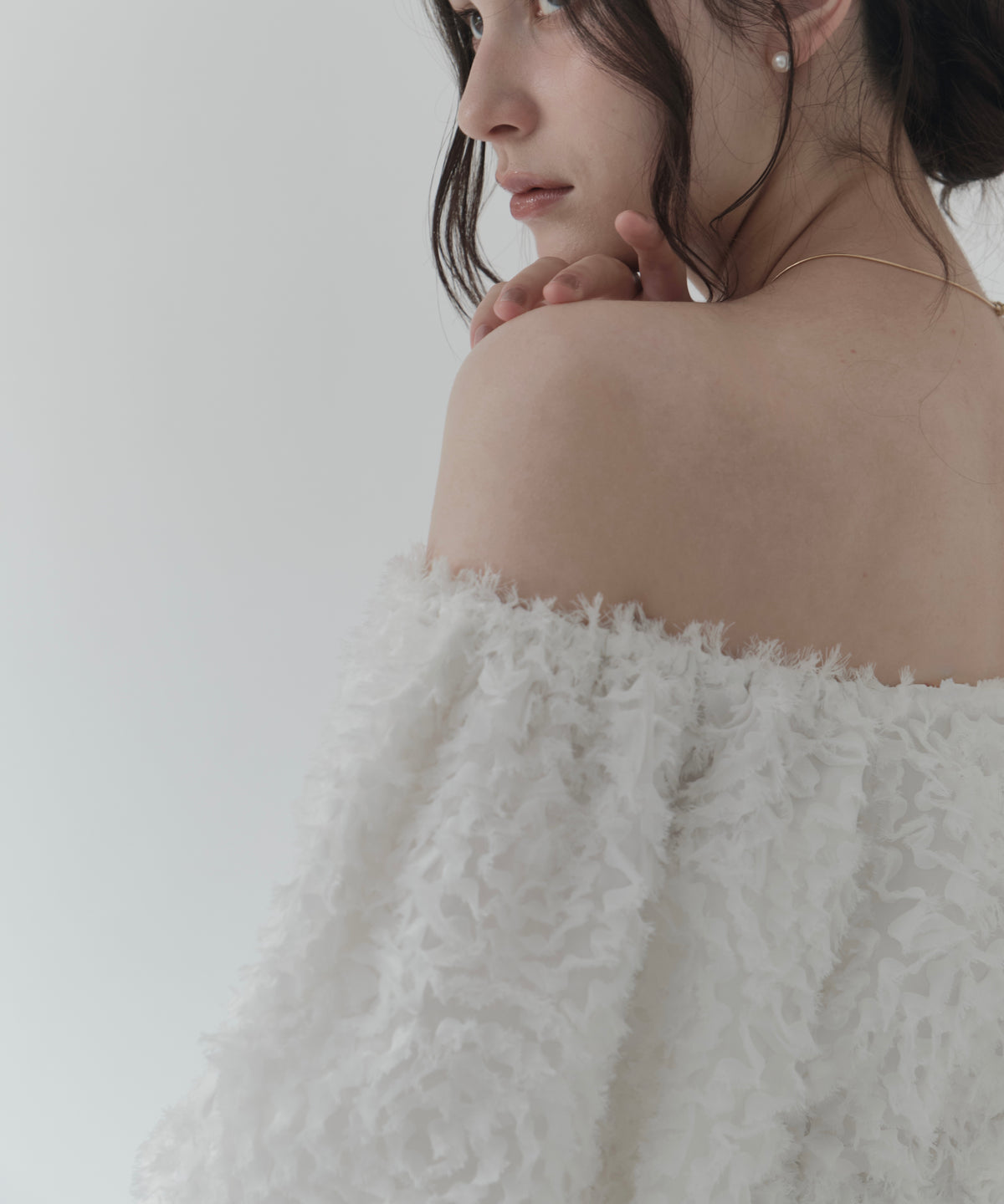 feather jacquard peplum blouse