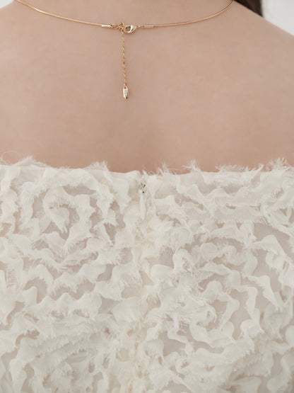 feather jacquard peplum blouse
