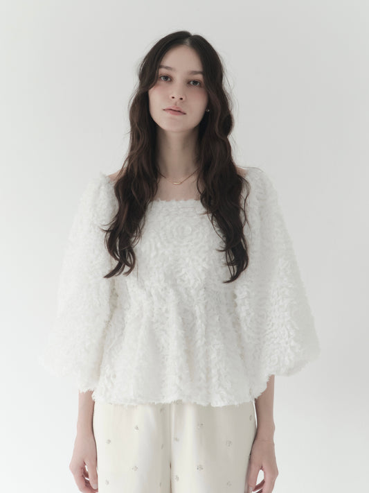 feather jacquard peplum blouse