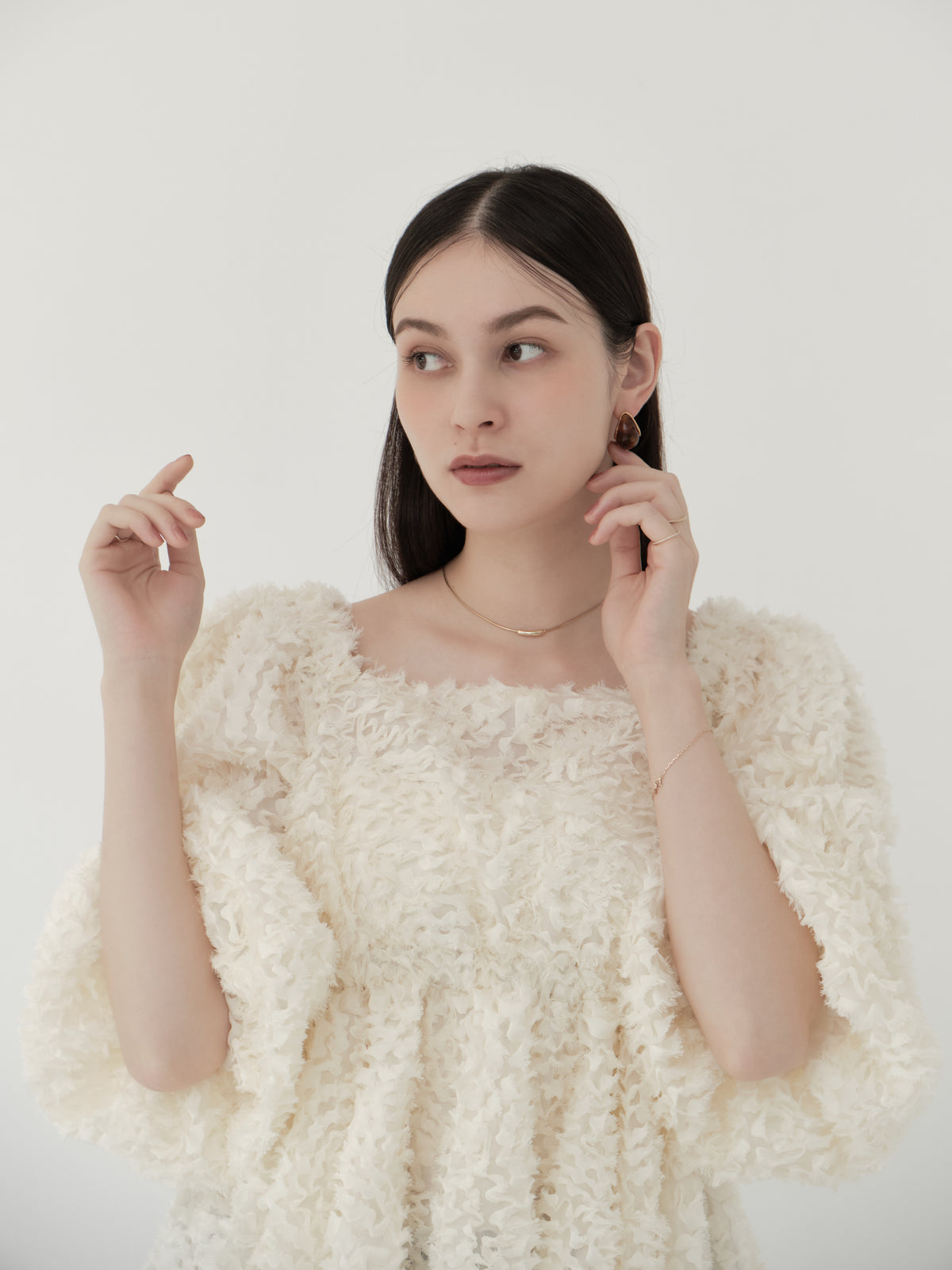 feather jacquard peplum blouse