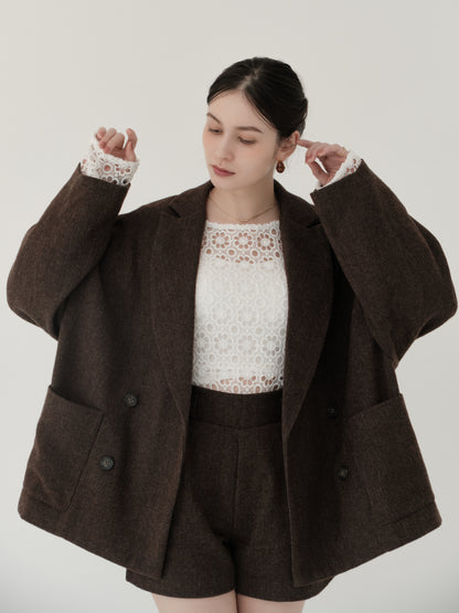 wool blend classic check jacket
