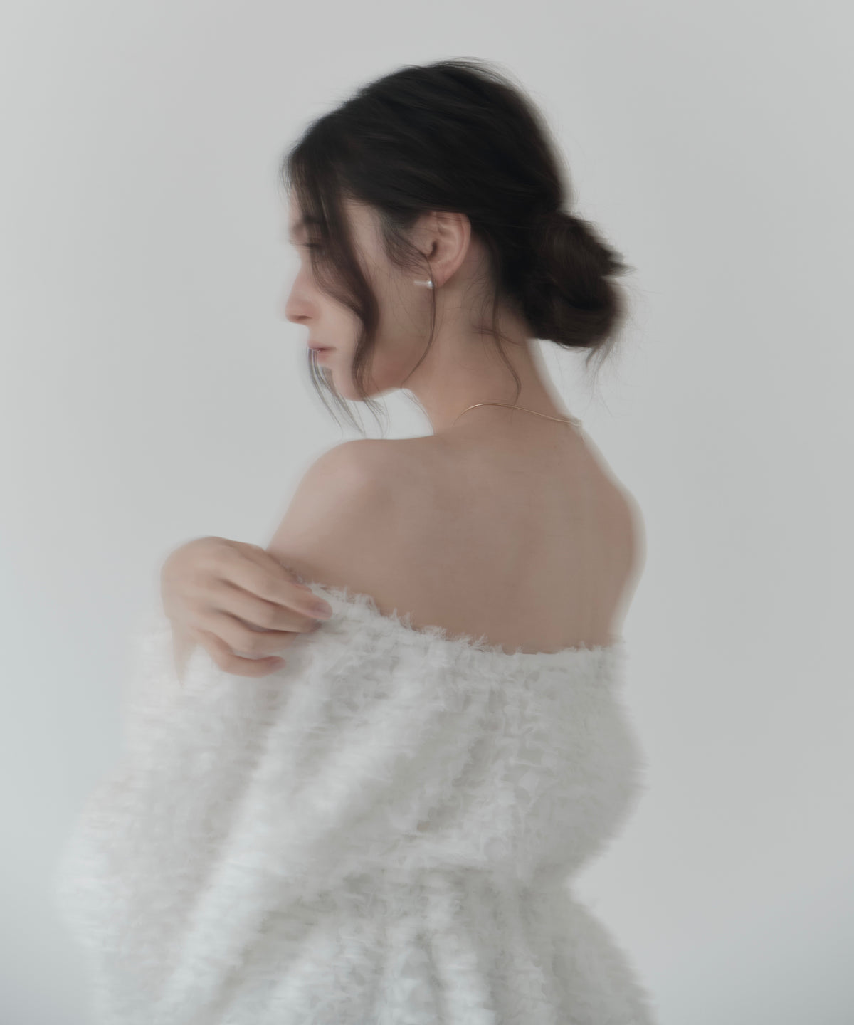 feather jacquard peplum blouse