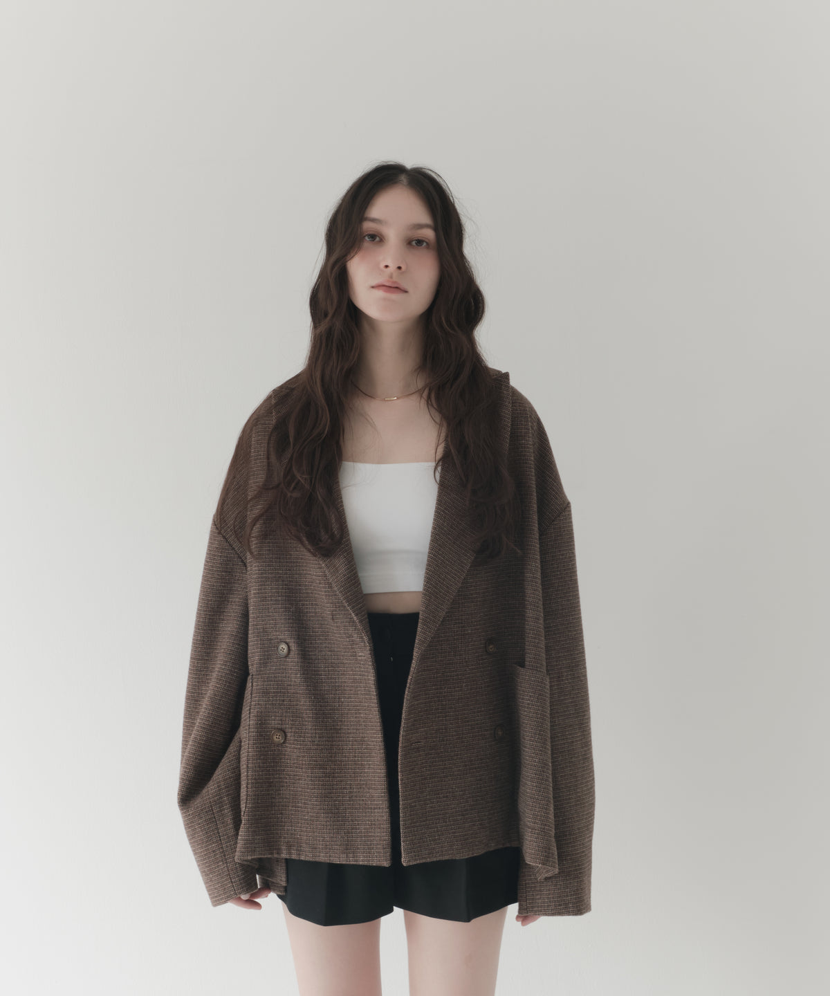 wool blend classic check jacket