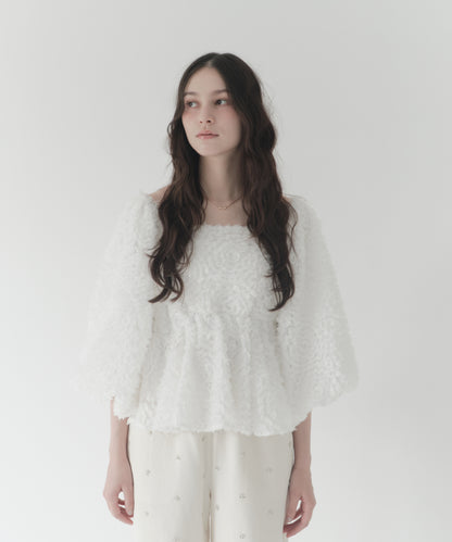 feather jacquard peplum blouse