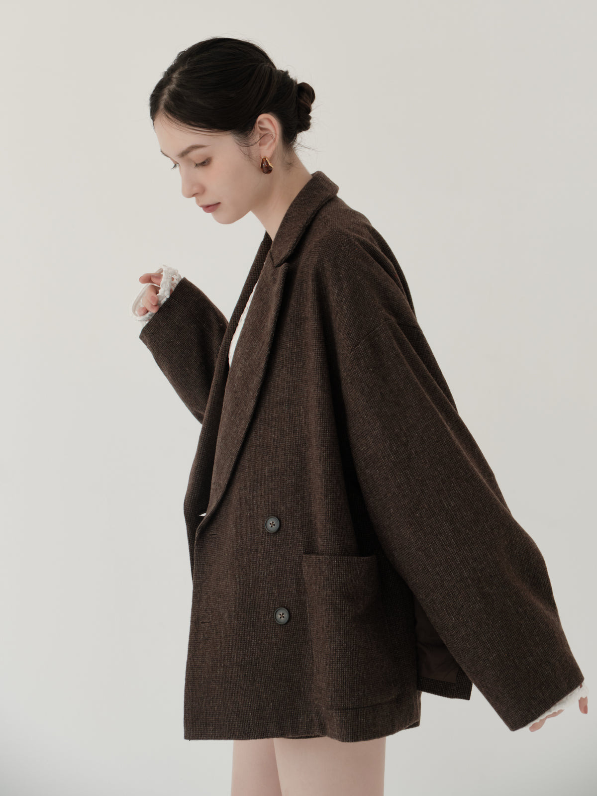 wool blend classic check jacket