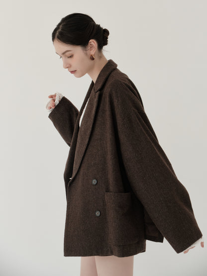 wool blend classic check jacket