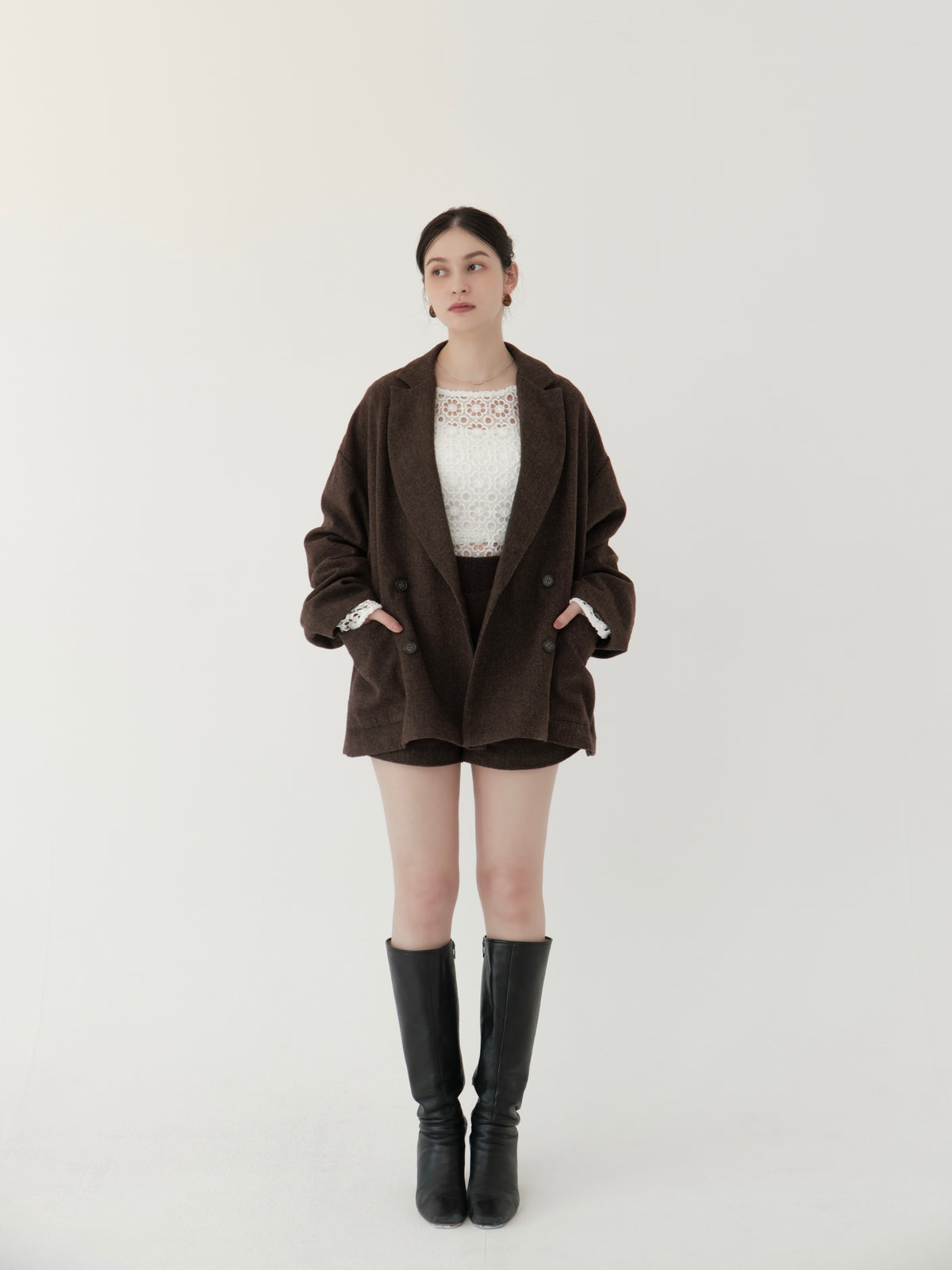 wool blend classic check jacket