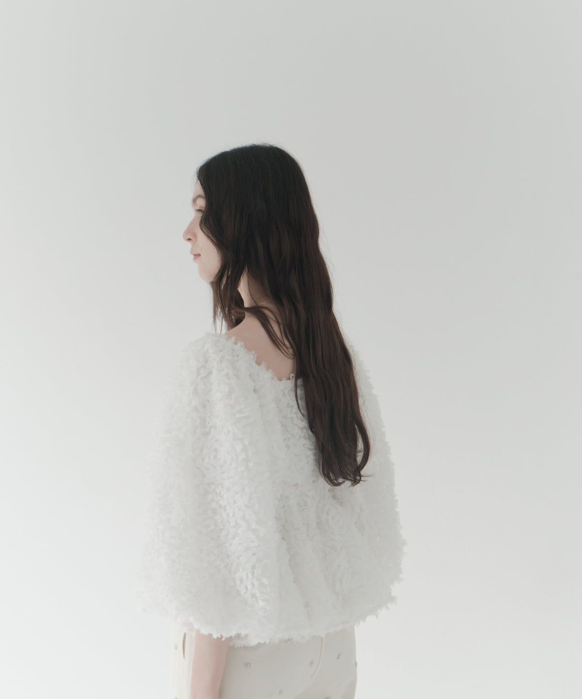 feather jacquard peplum blouse