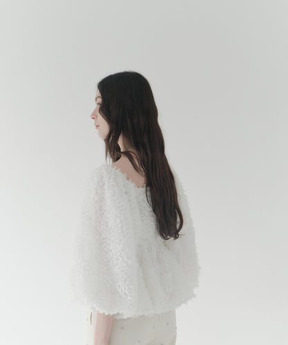 feather jacquard peplum blouse