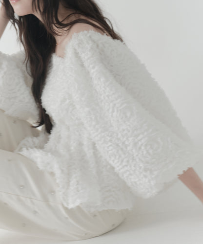 feather jacquard peplum blouse