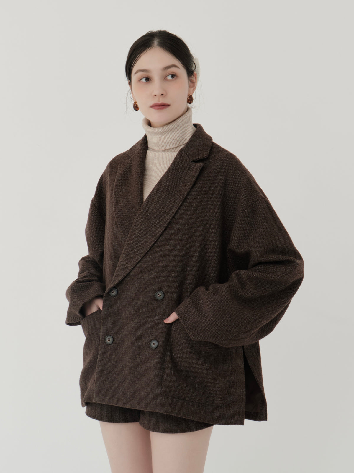 wool blend classic check jacket